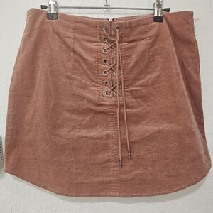 Forever21 Corduroy Lace Up Mini Skirt